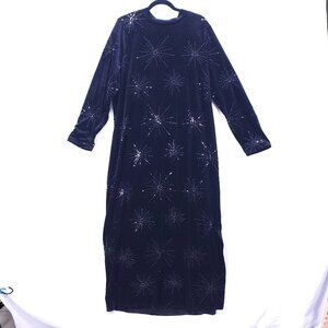Torrid Black Maxi Size 2 Velvet Sequin Dress Long Sleeve Formal Party Firework
